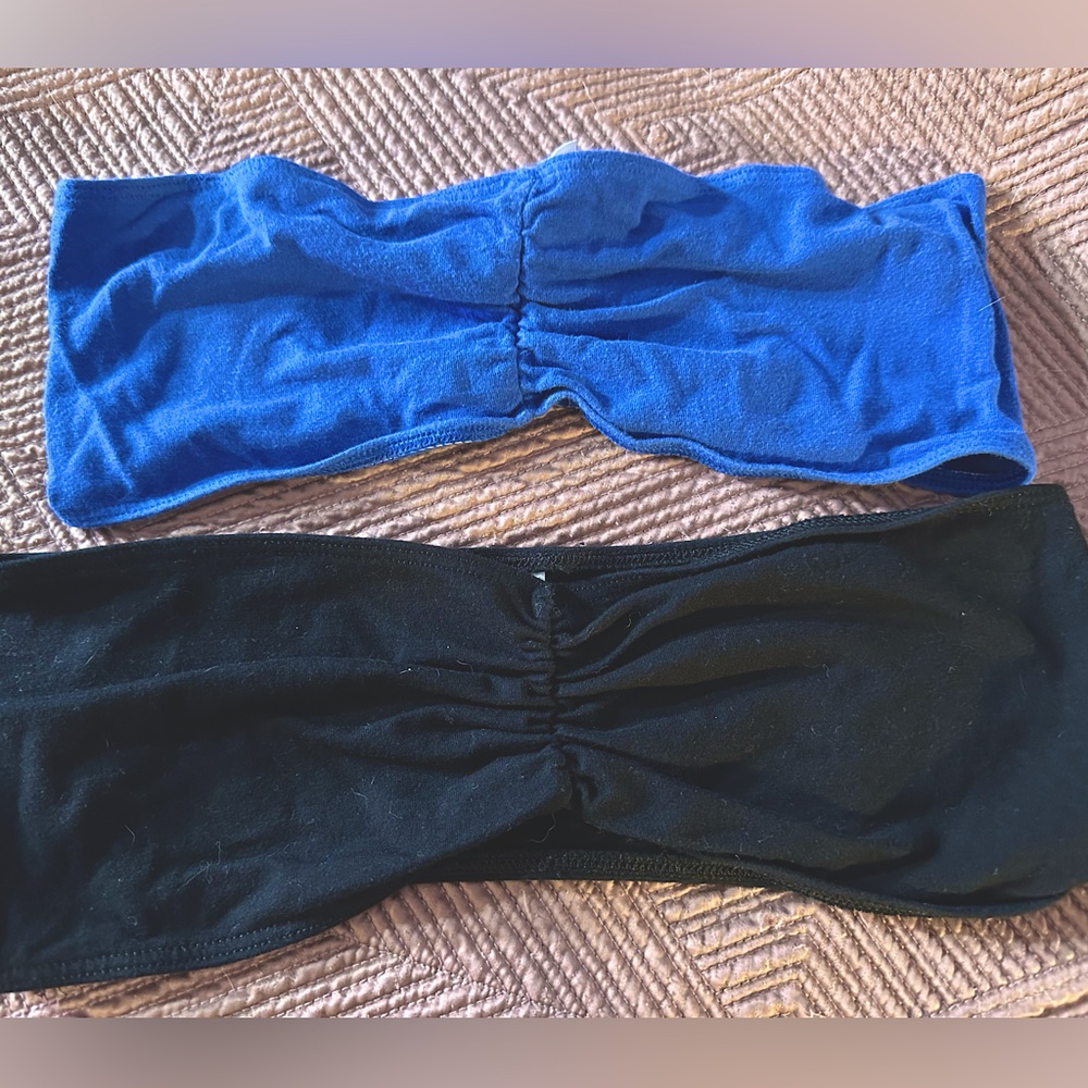 Set of two American Apparel Ruched Bandeaus